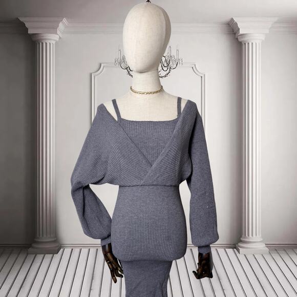 Pre-loved Women's Knitted 2-in-1 Mini Dress (One Size) - Picture 2 of 4